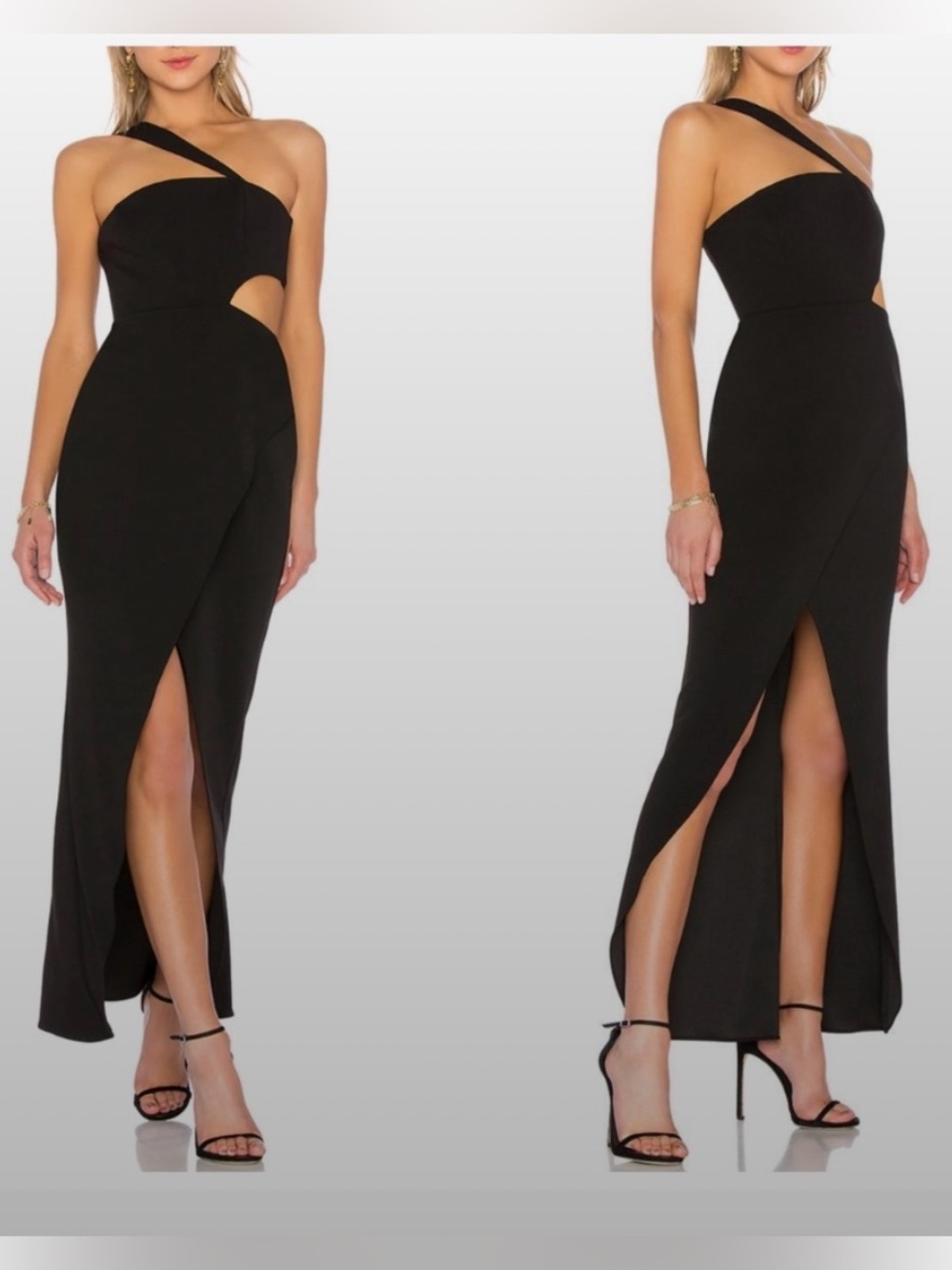 Revolve x BCBG Black Asymmetrical Cutout Evening Dress